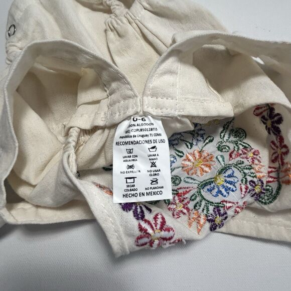 Mexican Embroidered Floral Folk Manta Bodysuit One Piece Romper Baby 0-6 Mos - Picture 4 of 7